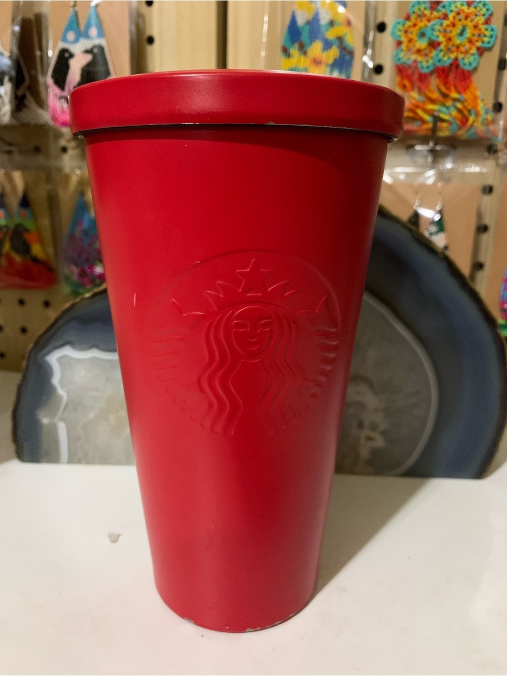 Starbucks Red Embossed Logo Travel Cup